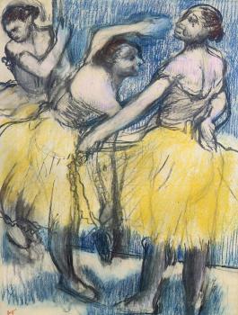 埃德加 德加 Three Dancers in Yellow Skirts